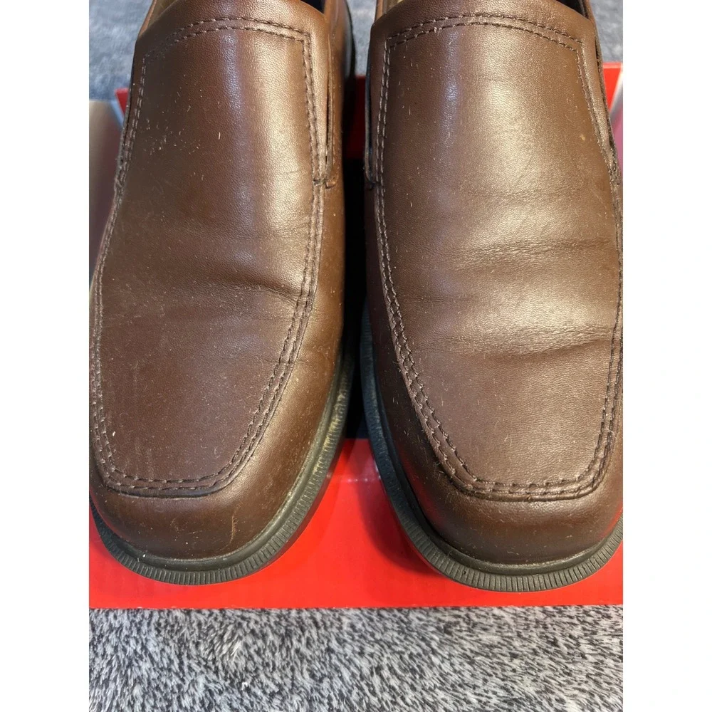 SAS Mens Brown Leather Slip On Loafers Square Toe Dress Shoes 10.5M Made in USA